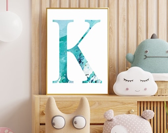Letter "K" poster print, INSTANT ART, Name Initial art, ABC prints, digital letter print, office art, kids room decor, personalized art