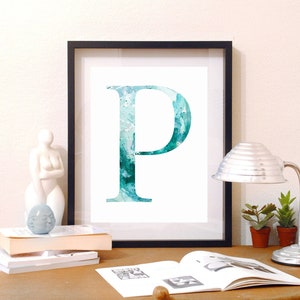 Letter &quot;P&quot; digital Art Print, Modern Letters, P name initials, nursery art, kids room personalization, vertical art, minimal eclectic decor