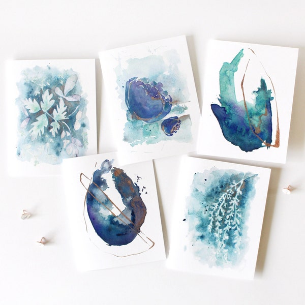 Assorted Botanical Card Set with Envelopes, Blank Floral Note Cards, Thank You Cards, Art Stationery Gift by Kendra Castillo