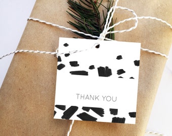 Printable Modern GIFT TAGS, Square Thank You, Favor Tags, black white gift tags, modern wedding. Thank you tags, Modern Bride. Simple design