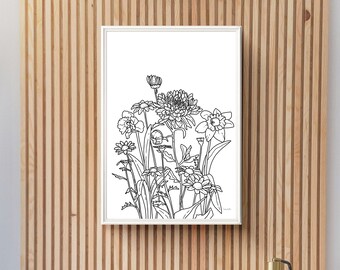 Personalized Gift for Grandma, Birth Flower Bouquet, Mom Birthday Gift, Mothers Day Gift, Custom Christmas Garden Print, Birth Month Flower