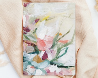 Floral Hardcover Journal - cute aesthetic notebook, original acrylic painting by Kendra Castillo