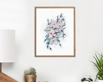 Instant Download Watercolor Art Print, printable art watercolour floral Art Print, gallery wall floral artwork, nursery decor, Girl Room