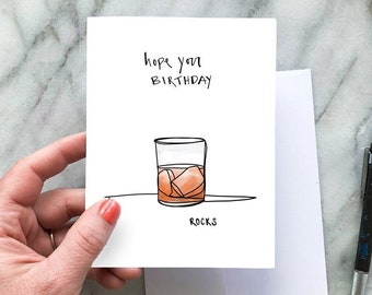 Hope Your Birthday Rocks, Printable card, Whiskey Birthday Card, boyfriend card, Dad Birthday, Funny Birthday Card, Drink Card, Whiskey Gift
