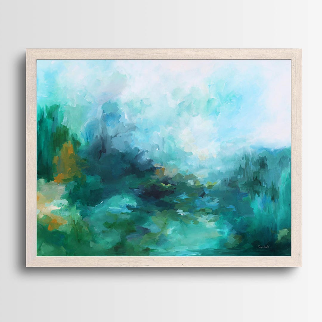 Side by Side - Abstract Landscape Print, Colorful Painting, Large Green ...
