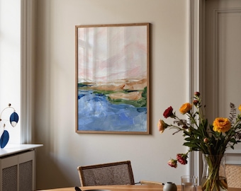 Kunstdruck einer Küstenlandschaft | Seestück in zarten Pastellfarben