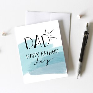 Printable Father&#39;s Day Card, Happy Father&#39;s Day. blue watercolor card. printable card, blank, card for dad, son to dad, daughter to dad