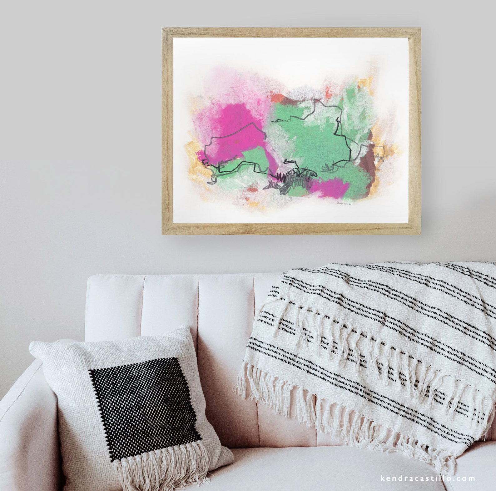 Bright Wall Art Horizontal Print Printable Art Pink Etsy
