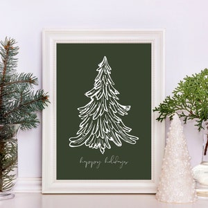 Happy Holidays, Christmas Print, Digital Download, Christmas Wall Art, Holiday Printable, Living Room Decor, Colorful Christmas, Modern