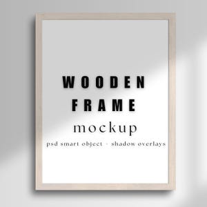 Vertical Wooden Art Frame Mockup, Shadow Overlays, Photoshop Mock Up, Smart Object, Minimalist Clean, Thin Frame, Close Up Frame, A4 Frame