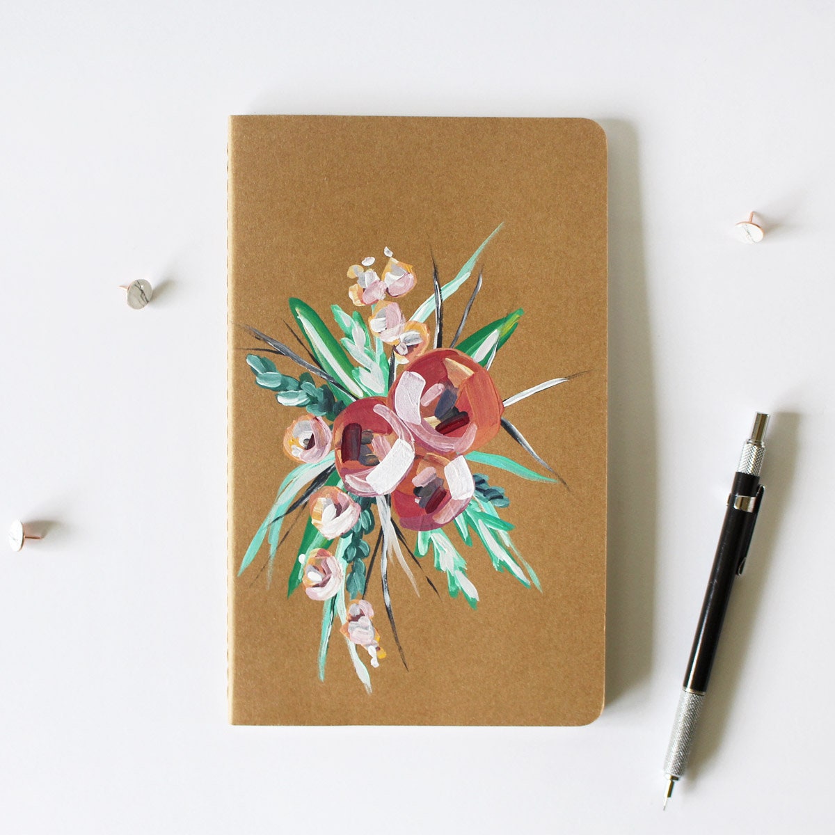 Hand Painted Journal Flowers. For Her Flower Notebook Etsy