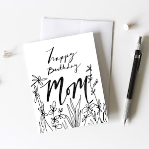 Afdrukbare kaart, moeder verjaardagskaart, gelukkige verjaardag moeder, eenvoudige kaart, kaart voor moeder, minimalistische kaart, botanische kaart, moeder verjaardag, leuke kaart
