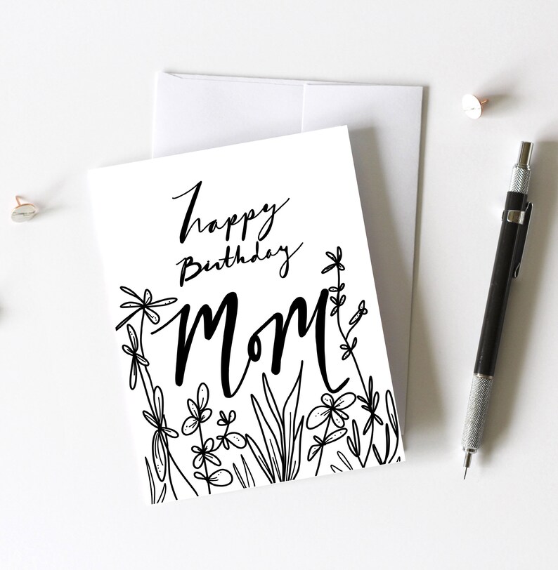 Printable Happy Birthday Mom Card Print At Home Card For Etsy