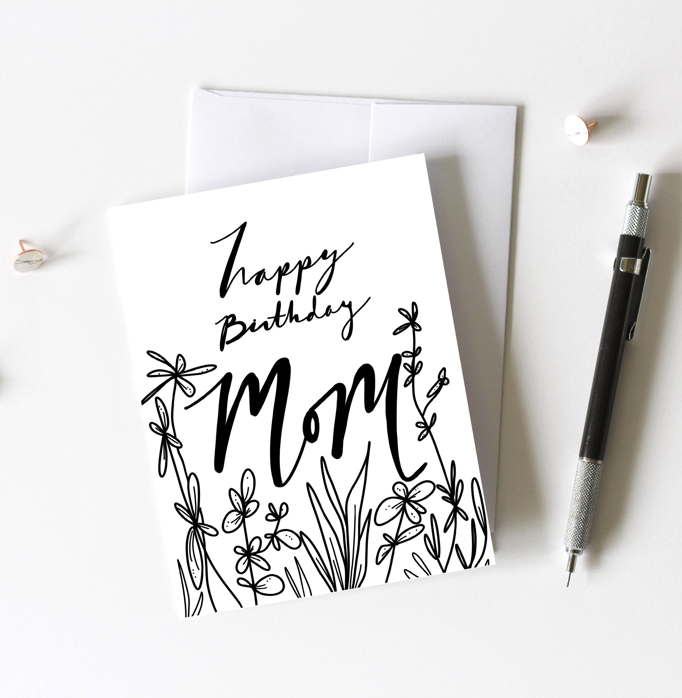 Printable card mom birthday happy birthday mom simple card Etsy