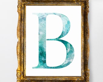 B Poster Print, moderne eerste B, alfabet letter, kwekerij print, brief monogram, familienaam brief, genderneutrale kunst, voornaam brief