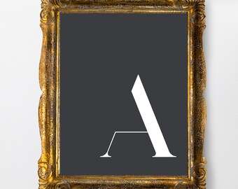 Impression initiale - lettre A, impression alphabet, lettre A signe, lettre imprimable, impression d'art mural chambre d'enfant moderne, monogramme lettre, noir et blanc