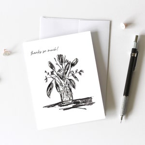 Carte de remerciement, imprimable, carte minimaliste, tulipes, carte florale, merci beaucoup, carte de professeur, carte de fleurs, carte de bouquet de fleurs, pour elle
