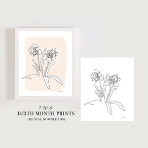 March Birth Month Print - instant download, birth month flower daffodil, birthday gift idea, nursery art, kids room decor, minimalist print