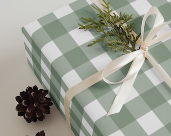 Papier d'emballage à carreaux vert, emballage cadeau de Noël, emballage cadeau de vacances, papier d'emballage d'anniversaire, emballage cadeau mignon, joli emballage, sous le sapin