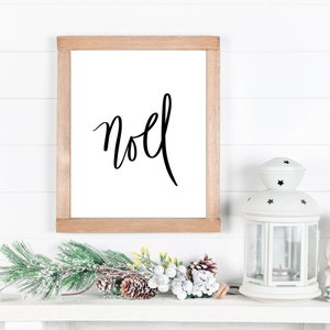 Impresión navideña minimalista NOEL, descarga digital, obra de arte de invierno, impresión de arte navideño, decoración navideña, arte mural navideño, signo cursivo
