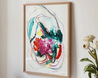 Source - Abstract Art PRINT, Vibrant Colorful Modern Painting by Kendra Castillo