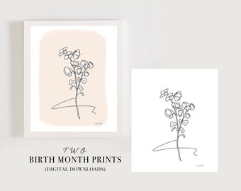 Sweet Pea Flower, April Birth Month Art Print, Digital Download, Personalized Gift, April Birthday Gift, Floral Wall Art, Daughter Gift idea