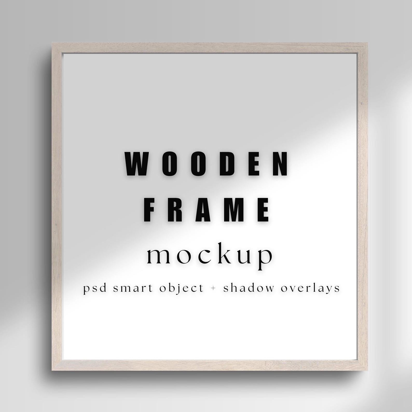 Square Wooden Art Frame Mockup, Shadow Overlay, PSD Mock Up, Minimalist ...