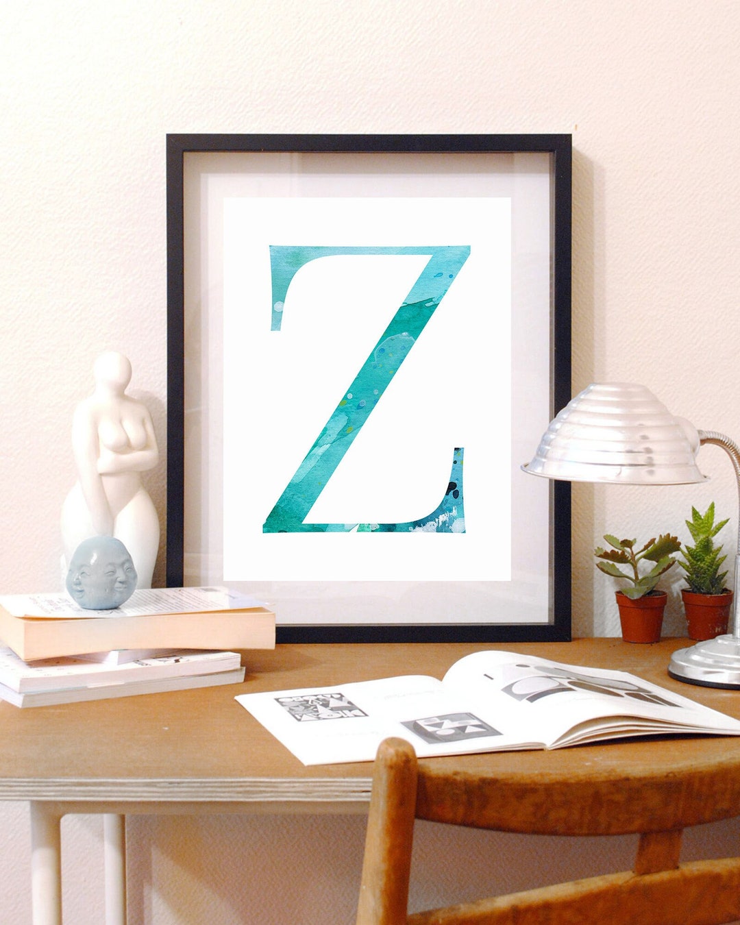 Letter "z" Digital Art Print, Modern Letters, Home Decor Mint Teal "z ...