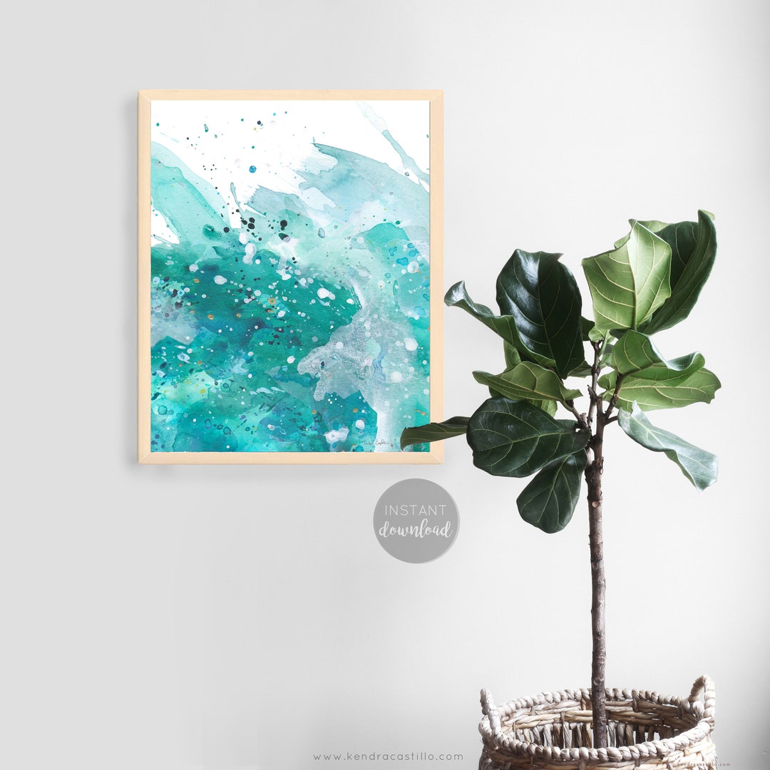 Colorful Abstract Print Teal Wall Art Printable Abstract Etsy