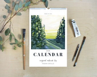 Kalender 2024, 11x17 wandkalender, originele acrylschilderijen van Kendra Castillo