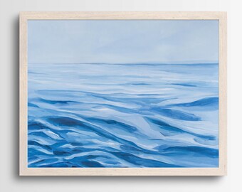 Blue Ocean Water Print | Minimal Coastal Wall Art | Fine Art Print for Calm Modern Homes | Print based off original art by Kendra Castillo