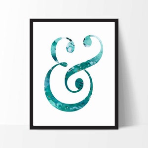 En digitale &quot;&&quot; print, moderne typografie symbolen aquarel belettering, eenvoudige kunst, moderne kunst, interieur, kinderkamerkunst, kinderkamerbrieven