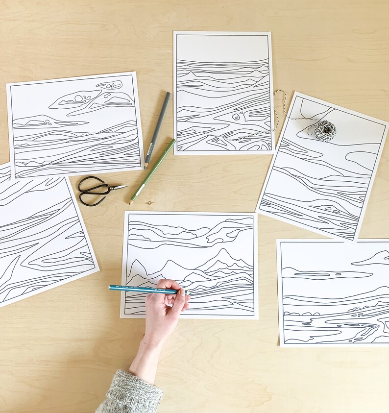 Download Quarantine activity Landscape Coloring Pages Printable. 6 | Etsy