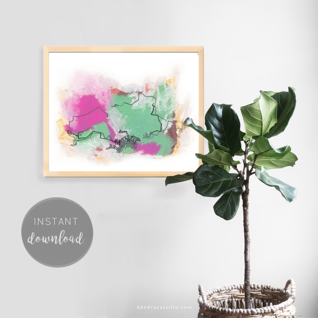Bright Wall Art Horizontal Print Printable Art Pink Etsy