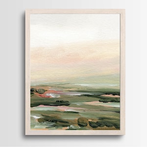 Meadow Dreams | Peaceful Fine Art Landscape Print with Soft Green Tones | Based off original acrylic painting by Kendra Castillo