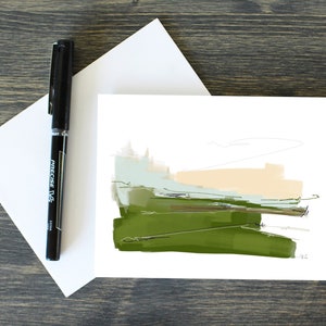 Tarjeta en blanco imprimible, pintura abstracta, paisaje abstracto, tarjeta única, tarjeta de naturaleza, tarjeta abstracta, tarjeta para cualquier ocasión, impresión desde casa