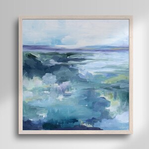 More Than Reflections | Moody Teal Abstract Fine Art Print | Square Art | Acrylic Painting by Kendra Castillo