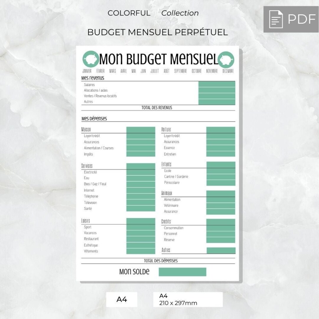 Printable: Green Monthly Budget Budget A4 & A5 PDF - Etsy