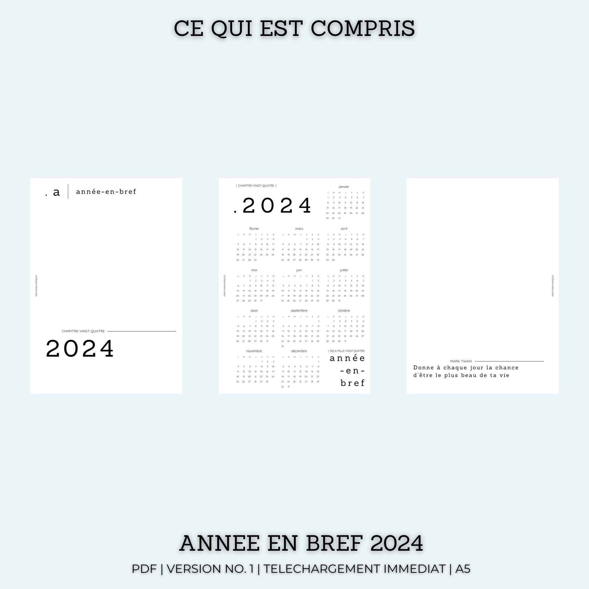 Calendario anual 2024 para imprimir en 1 página recambios Etsy México