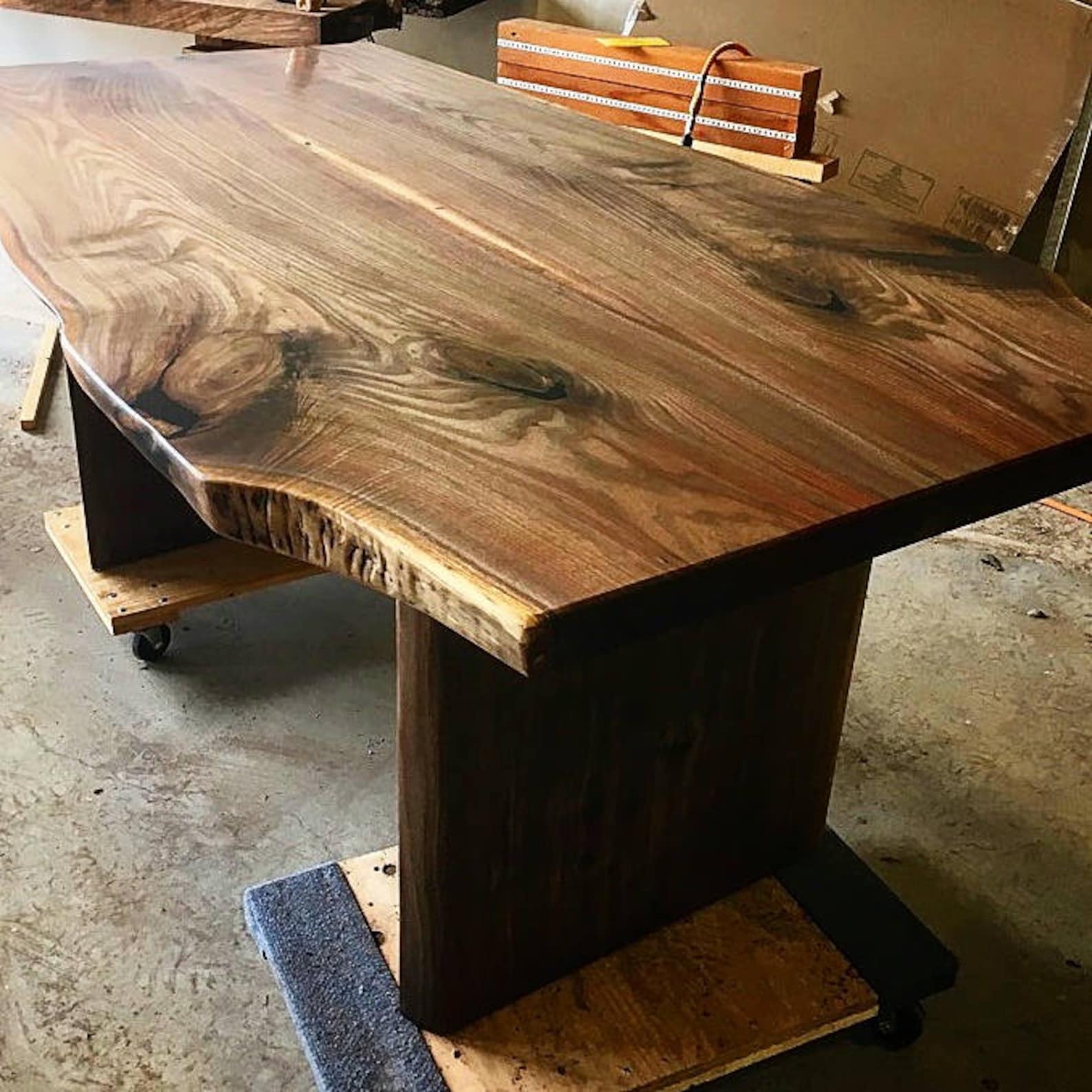 Live Edge Black Walnut Bookmatched Slab Harvest Table Etsy