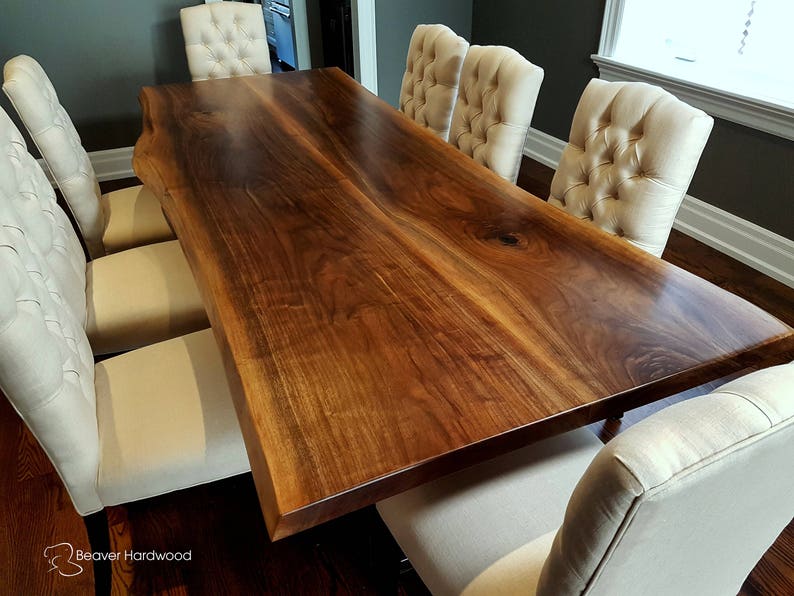 Live Edge Black Walnut Bookmatched Slab Harvest Table Etsy Canada