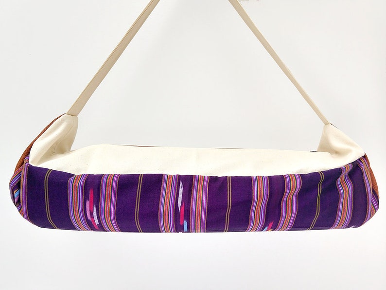 Yoga Travel Bag Thai Sarong Turquoise Yoga Bag in Woven Fabric Tribal Yoga Mat Bag Teal Blue Ikat Print Large Yoga Mat Carrier