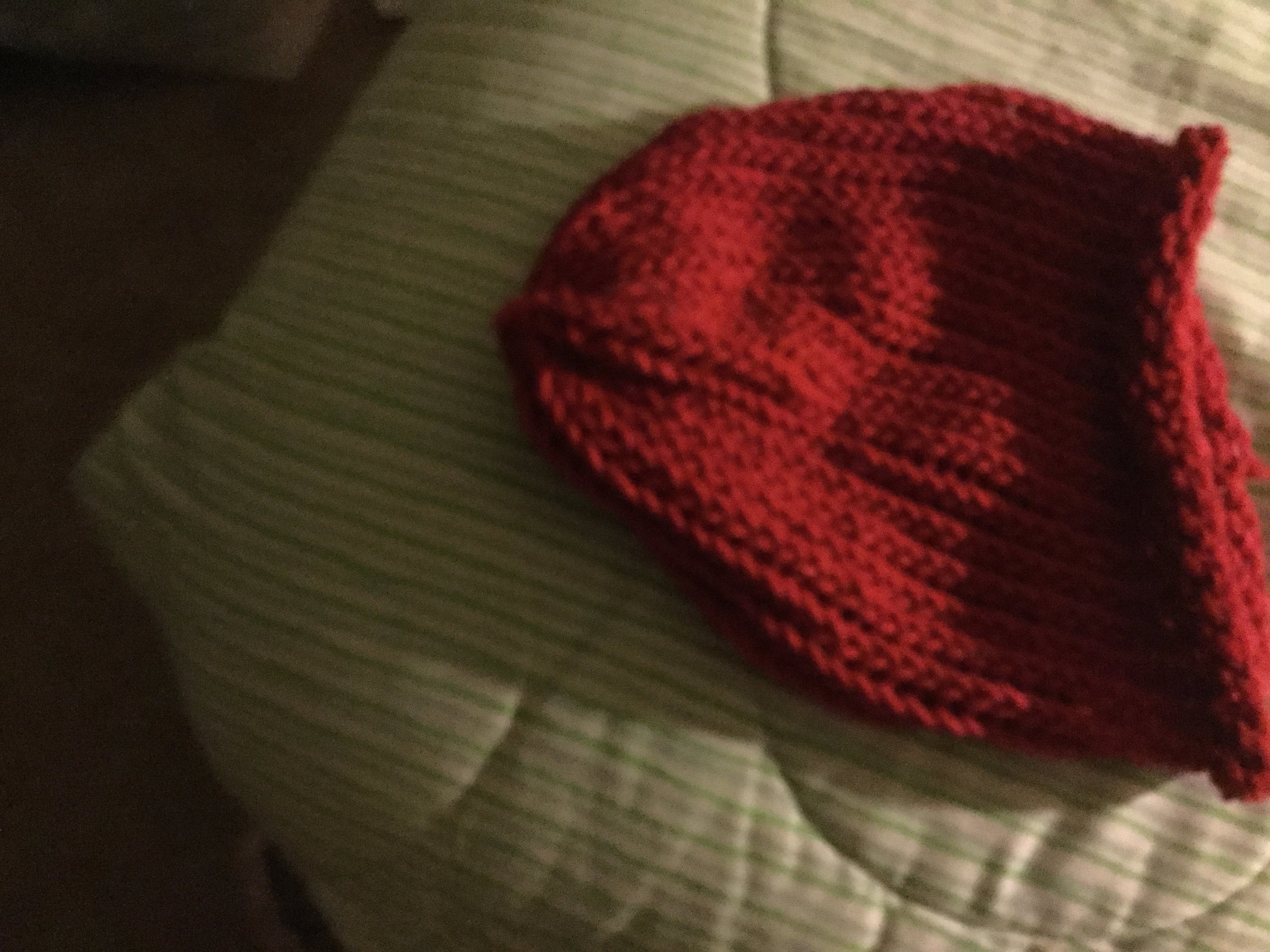 black and red winter hat