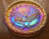 Vintage American Gold Eagle Carnival Glass Plate