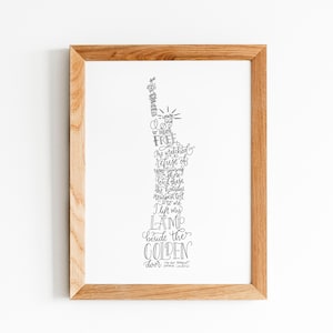 Statue of Liberty Calligraphy Printable &quot;The New Colossus&quot;