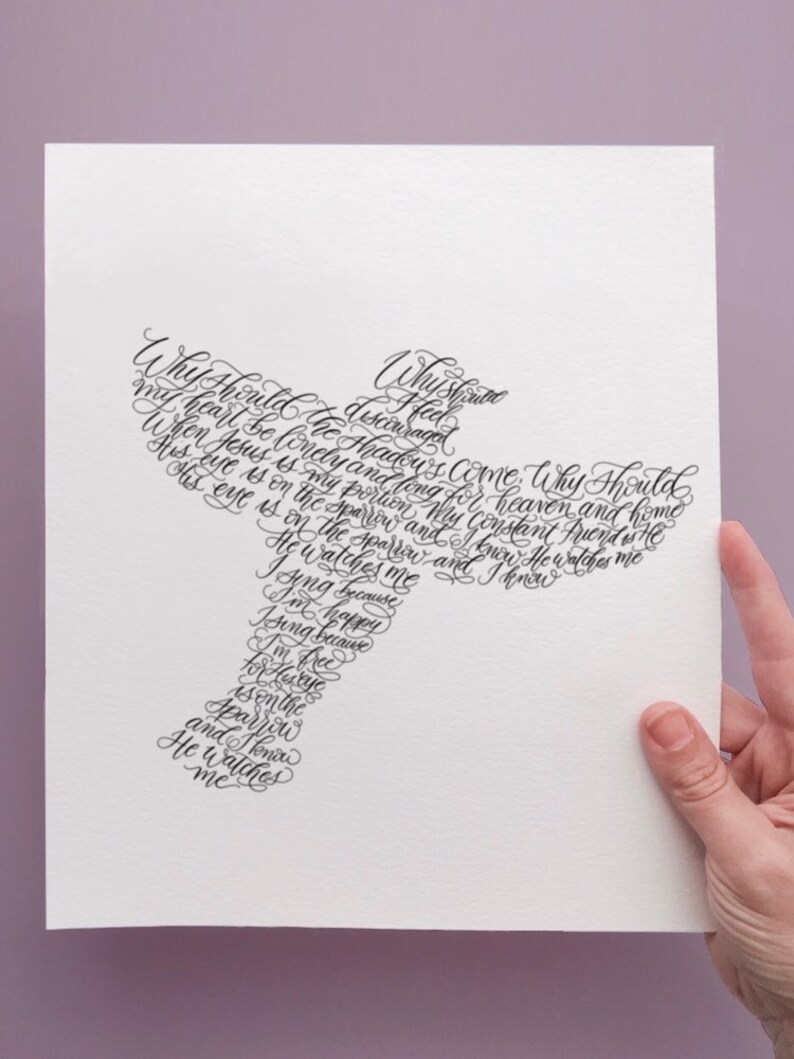 His Eye is on the Sparrow Printable Calligraphy Art 8x10 Etsy