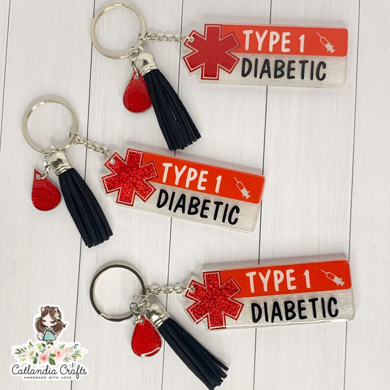 Diabetic T1D Medical Alert Keychain Type 1 Diabetes Etsy