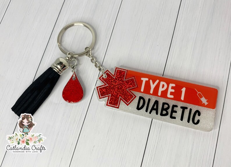 Diabetic T1D Medical Alert Keychain Type 1 Diabetes Etsy