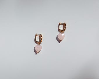 Rose Quartz Cable Chain Earrings