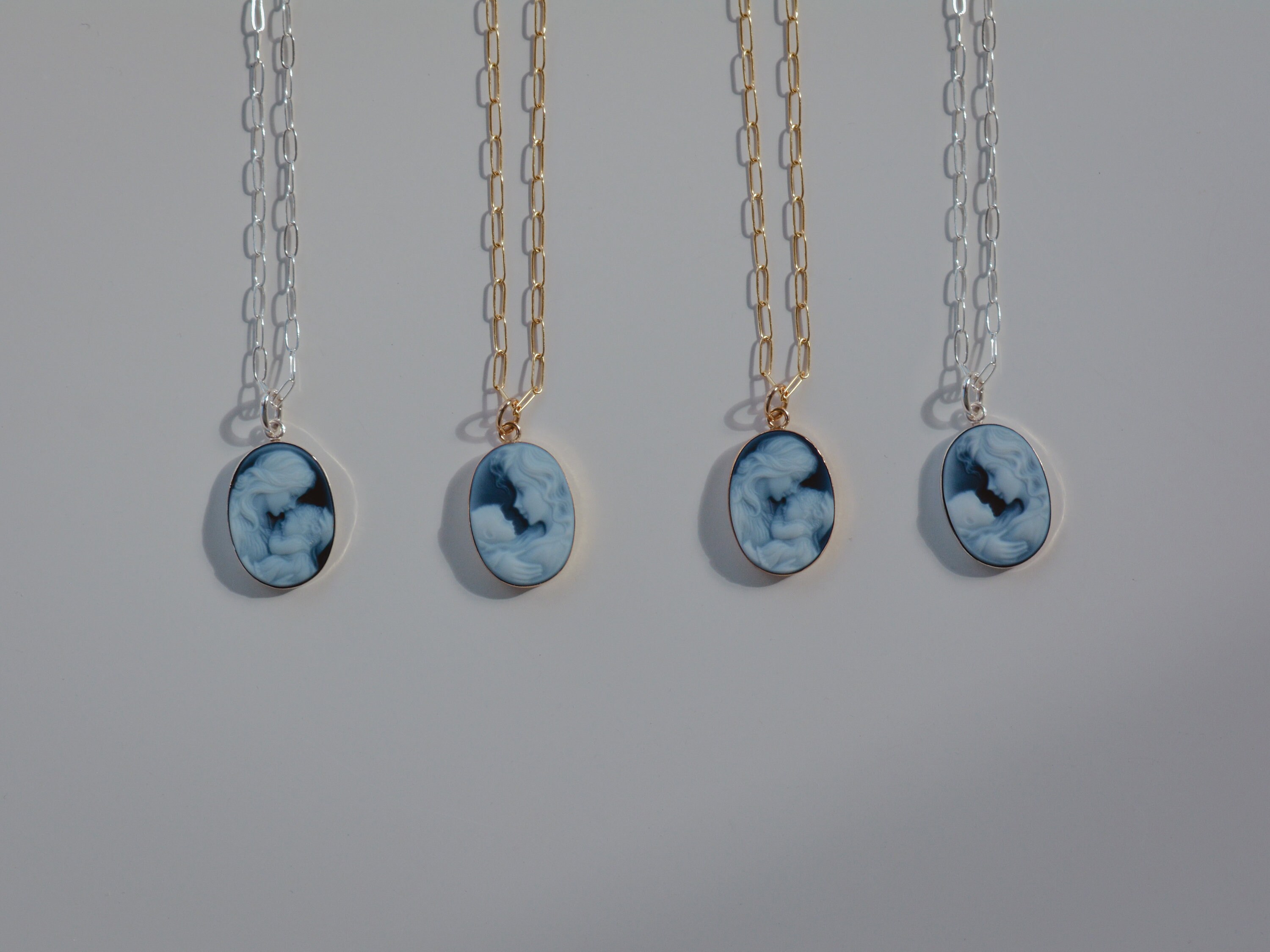 Mother Child Cameo Pendant Necklace Etsy